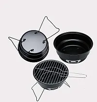 Round Charcoal Portable Barbeque Grill with Kitchen Knife Set-thumb1
