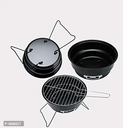 Round Charcoal Portable Barbeque Grill with Kitchen Knife Set-thumb2