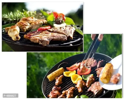 Round Charcoal Portable Barbeque Grill with Kitchen Knife Set-thumb3