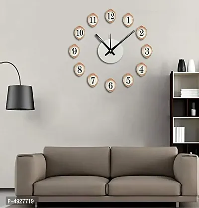 Acrylic DIY 3D Sticker Home Office Decor Wall Clock (Gold)-thumb2