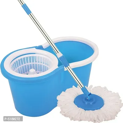 Shopper52 Plastic Magic Spin Bucket Set with Easy Wheels for Best 360 Degree Floor Cleaning Mop and 2 Refill Head-thumb0
