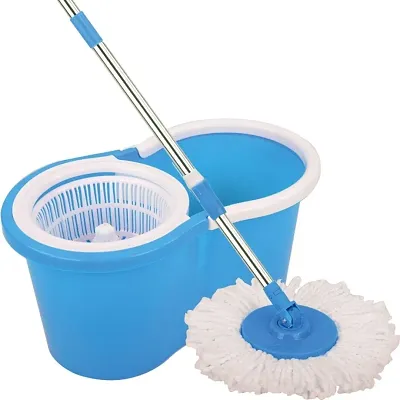 Shopper52 Plastic Magic Spin Bucket Set with Easy Wheels for Best 360 Degree Floor Cleaning Mop and 2 Refill Head