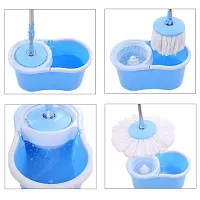 Shopper52 Plastic Magic Spin Bucket Set with Easy Wheels for Best 360 Degree Floor Cleaning Mop and 2 Refill Head-thumb1