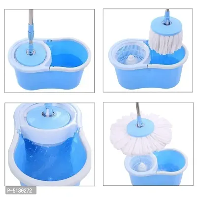 Shopper52 Plastic Magic Spin Bucket Set with Easy Wheels for Best 360 Degree Floor Cleaning Mop and 2 Refill Head-thumb2