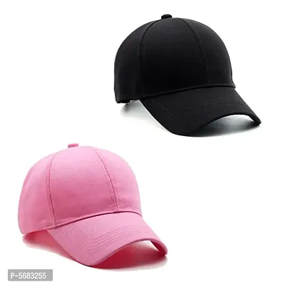 Stylish Black and Pink Caps for Men - Combo of 2