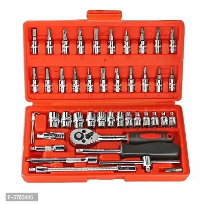 Shopper52 46-in-1 Pcs Kit and Screwdriver and Multi-Purpose Combination Tool Case Precision Socket Set- 46PCTK
