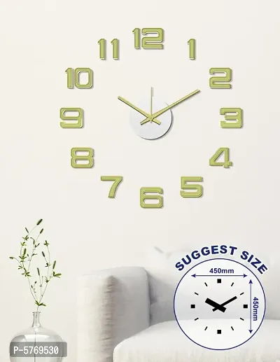 Shopper52 DIY Wall Clock 3D Sticker Home Office Decor Wall Clock (Covering Area : 45cm * 45cm ) (Gold) - DIYM07-GOLD-S-thumb4