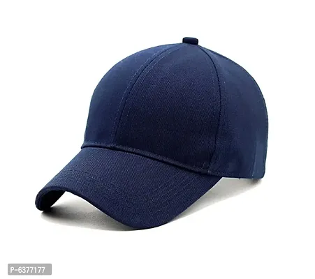 Men Boys Stylish Baseball Adjustable Cap Navy Blue Cap-thumb0