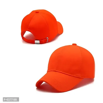 Men Boys Stylish Baseball Adjustable Cap Orange Color Cap-thumb0