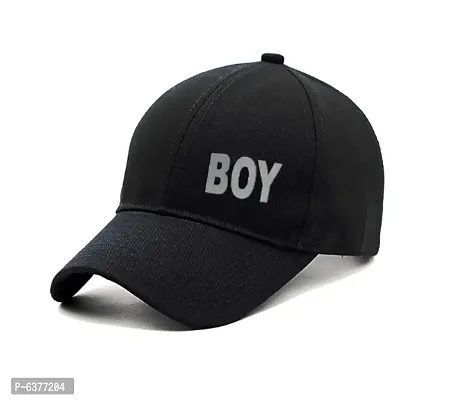 Men Boys Stylish Baseball Adjustable Printed Black bOY Cap-thumb0