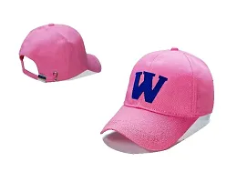 Men Boys Stylish Baseball Adjustable W Cap Pink Color Cap-thumb1