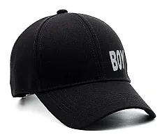Men Boys Stylish Baseball Adjustable Printed Black bOY Cap-thumb3