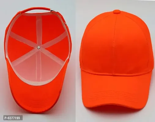 Men Boys Stylish Baseball Adjustable Cap Orange Color Cap-thumb4