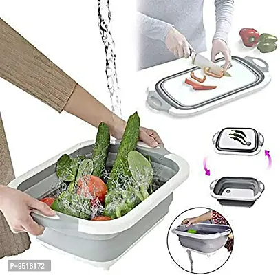 3 in 1 Cutting Chopping Board, Washing Bowl, Fruit Vegetable Basket, Dish, Tub, Drain Basket Vegetable Basin-thumb3