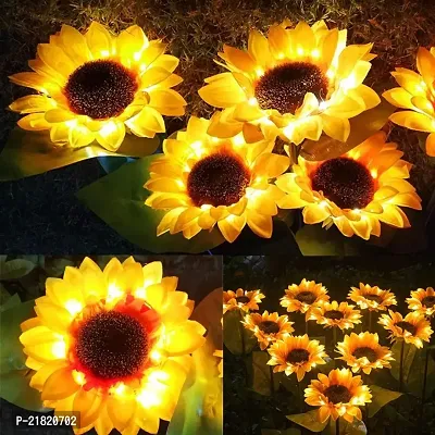 Sunflower Solar Powered Lights for Decorative Garden Back Yard Patio Porch Pathway - Pack of 4-thumb0