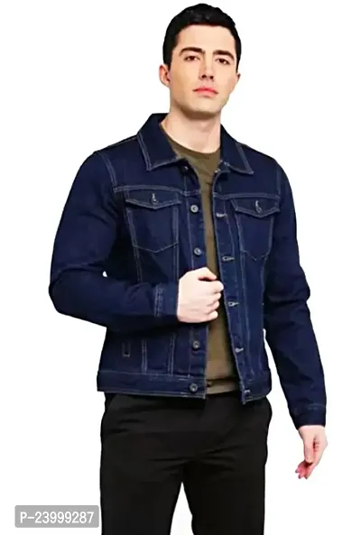 Trendy Regular Fit Washed Full Sleeve Denim Jacket for Men-thumb0