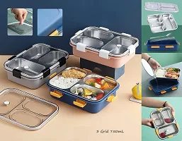 Stainless Steel Lunch Box for Kids and Adults with 3 Compartments -LUNBX-7059-thumb3