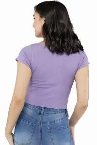 Luktrima Women?s Regular Fit Square Neck Crop Tops for Girls (S to L) Lavendar-thumb2