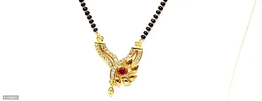 VSASA?s stylish DELICATE QUEENLY EXCLUSIVE GOLD PLATED MANGAL SUTRA WITH DROP LET EMBEDDED WITH AMERICAN DIAMOND WITH DESIGNER BLACK BEADS MALA for young Ladies/WOMEN-thumb3