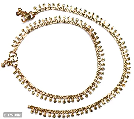 VSASA?s TRADITIONAL ELEGANT Stylish Sleek Gold Plated Anklets-thumb3