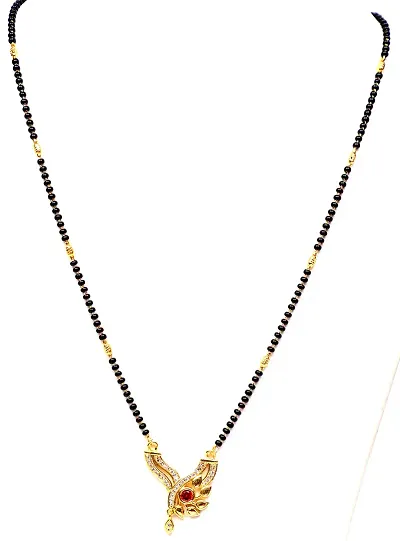 VSASA?s stylish DELICATE QUEENLY EXCLUSIVE PLATED MANGAL SUTRA WITH DROP LET EMBEDDED WITH AMERICAN DIAMOND WITH DESIGNER BEADS MALA for young Ladies/WOMEN