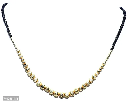 Vsasa?s Premium Exclusive Range of Traditional Collection: Centrally Golden Globes with Golden Black Beaded Mangalsutra (Gold)