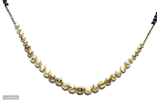 Vsasa?s Premium Exclusive Range of Traditional Collection: Centrally Golden Globes with Golden Black Beaded Mangalsutra (Gold)-thumb2