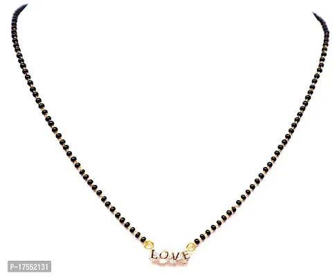 VSASA?sFASHION CRYSTAL LOVE AMERICAN DIAMOND STUDDED MANGALSUTRA WITH BEADS MALA for WOMEN