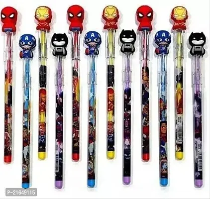Avengers Pencil Pack of 12 Designer Bullet Pencils Avenger Superhero Design Stacking Pencil Birthday Gift Return Gifts for Kids Captain America Iron Man Batman.-thumb0