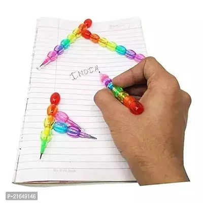 Kids Rainbow Color Brick Non-Sharpening Stack Pencil Set for Kids Designer Stylish Pencil(Set of-2)-thumb4