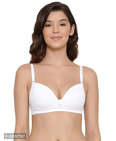 Stylish White Cotton Solid Bras For Women-thumb0