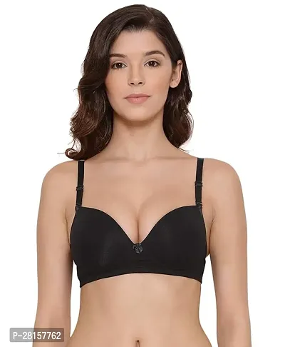 Stylish Black Cotton Solid Bras For Women