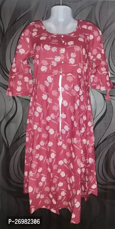 Beautiful Pink Printed Cotton Kurta For Women