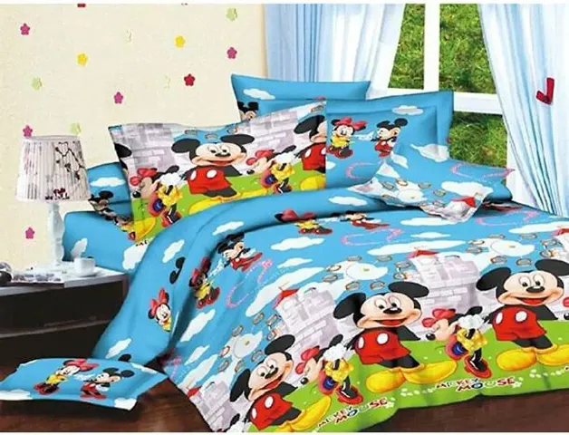 Printed Microfiber Double Bedsheets with 2Pillow Covers