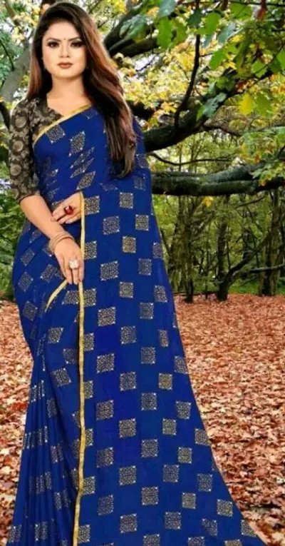 Women Stylish Blend Saree with Blouse piece