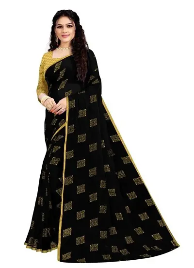 Beautiful Chiffon Saree With Blouse Piece For Women