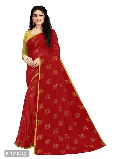 Beautiful Chiffon Saree With Blouse Piece For Women-thumb0