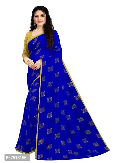 Beautiful Chiffon Saree With Blouse Piece For Women-thumb0