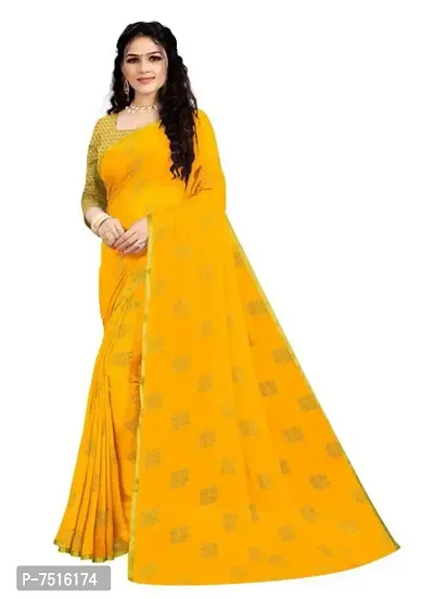 Beautiful Chiffon Saree With Blouse Piece For Women-thumb0