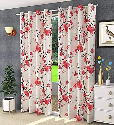 RICHLINEN Premium Amora Long Crush Print Polyester Eyelet Curtain (Set of 2 pcs)