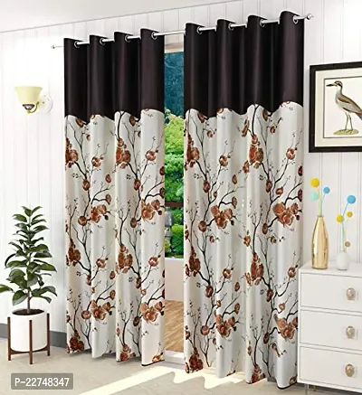 Stylish Fancy Cotton Printed Eyelet Fitting Door Curtain