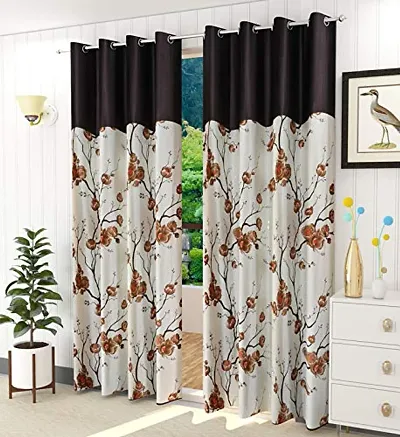 New Graceful Flower Patch Design Semi-Sheer Eyelet Curtains for Window Door Pack of 2