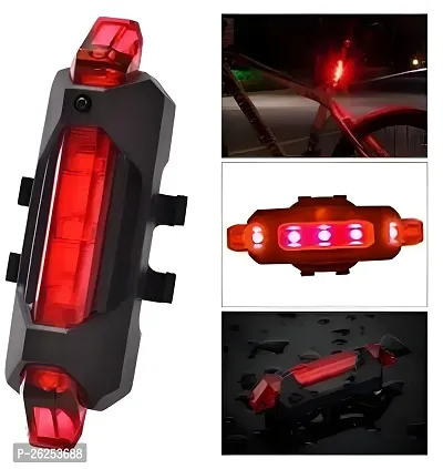 Bicycle USB Rechargeable LED Tail Light | Waterproof LED Tail Light | Portable  Rechargeable Cycle Back Light | Size: Universal Color (RED)-thumb4