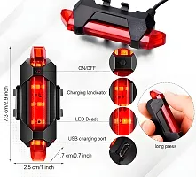 Bicycle USB Rechargeable LED Tail Light | Waterproof LED Tail Light | Portable  Rechargeable Cycle Back Light | Size: Universal Color (RED)-thumb1