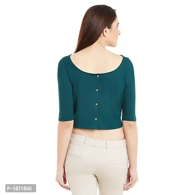 Green Solid Crop Top-thumb4