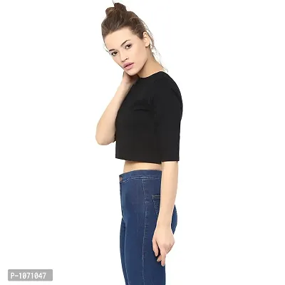 Black Solid Crop Top-thumb3