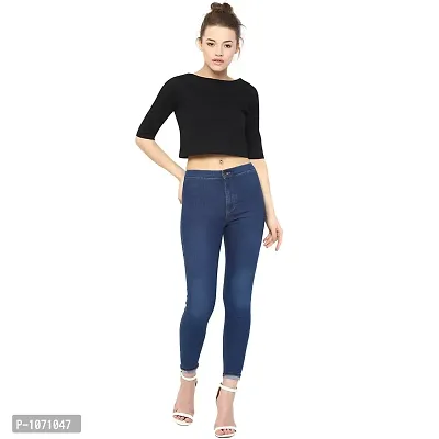 Black Solid Crop Top-thumb4