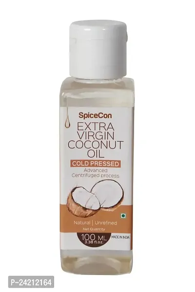 SpiceCon EXTRA VIRGIN COCONUT OIL | Cold Pressed | 100% Pure  Natural Coconut Oil | No Gluten | No Artificial Colors  Flavors (100 ML)-thumb0