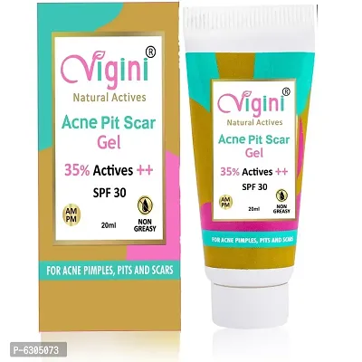 Vigini 35% Actives Acne Pit Scar Face Gel Pimple Remover, Oily Prone Bumpy Skin, Reduce Redness Scars Unclog Pores Prevents Breakouts, Niacinamide Tea Tree Oil Salicylic Glycolic Hyaluronic