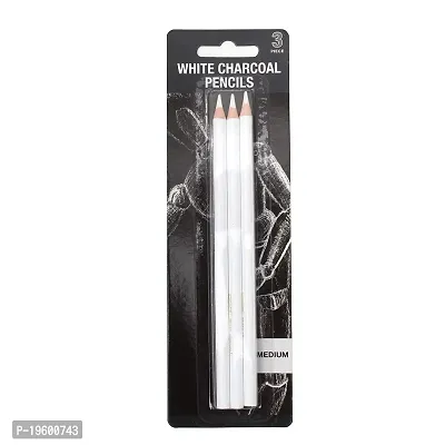 Shivaay White Charcoal Pencil Set of 3 Premium Pencil for Sketching Drawing and other Artistic Work